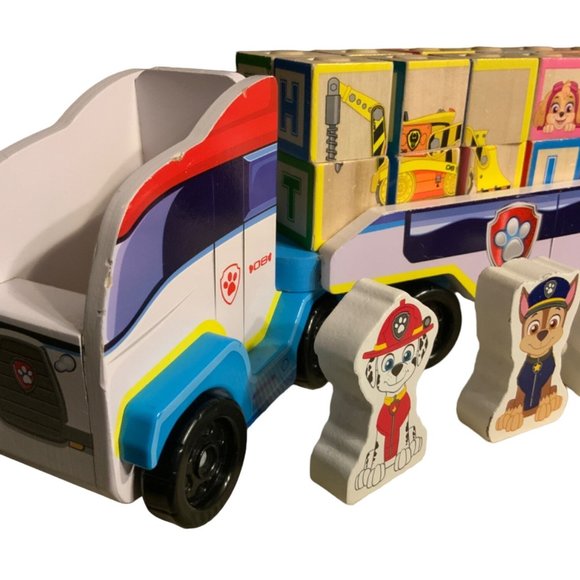 Melissa and Doug Paw Patrol Wooden ABC Block and Truck Set - Picture 2 of 12